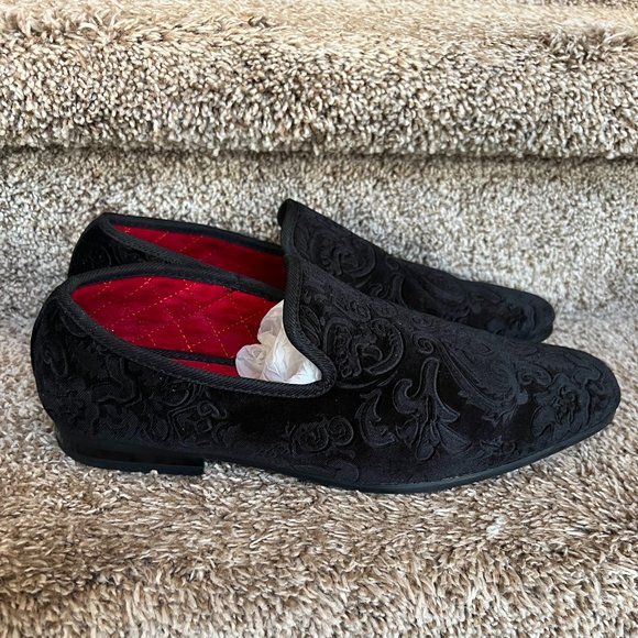 La Milano Italian Design Men\'s Black Velvet Dress Slip On Loafers . main image 6